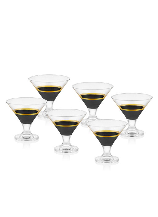 Hermia Juego de 6 Copas de Cristal para Helado Negro y Dorado Hermia Juego de 6 Copas de Cristal para Helado Negro y Dorado